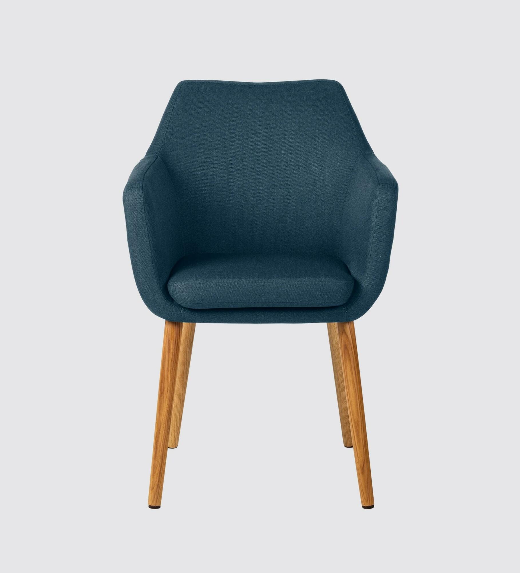 Armlehnstuhl Eiche Massiv Webstoff Jeansblau 1