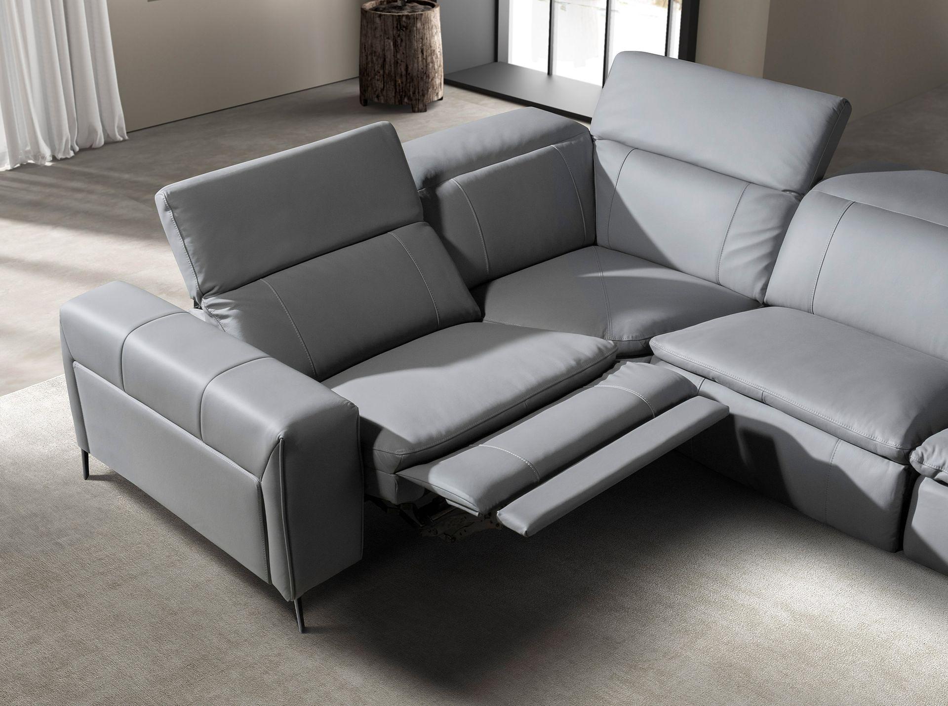 Sofa Récamiere Rechts Leder Grau 4