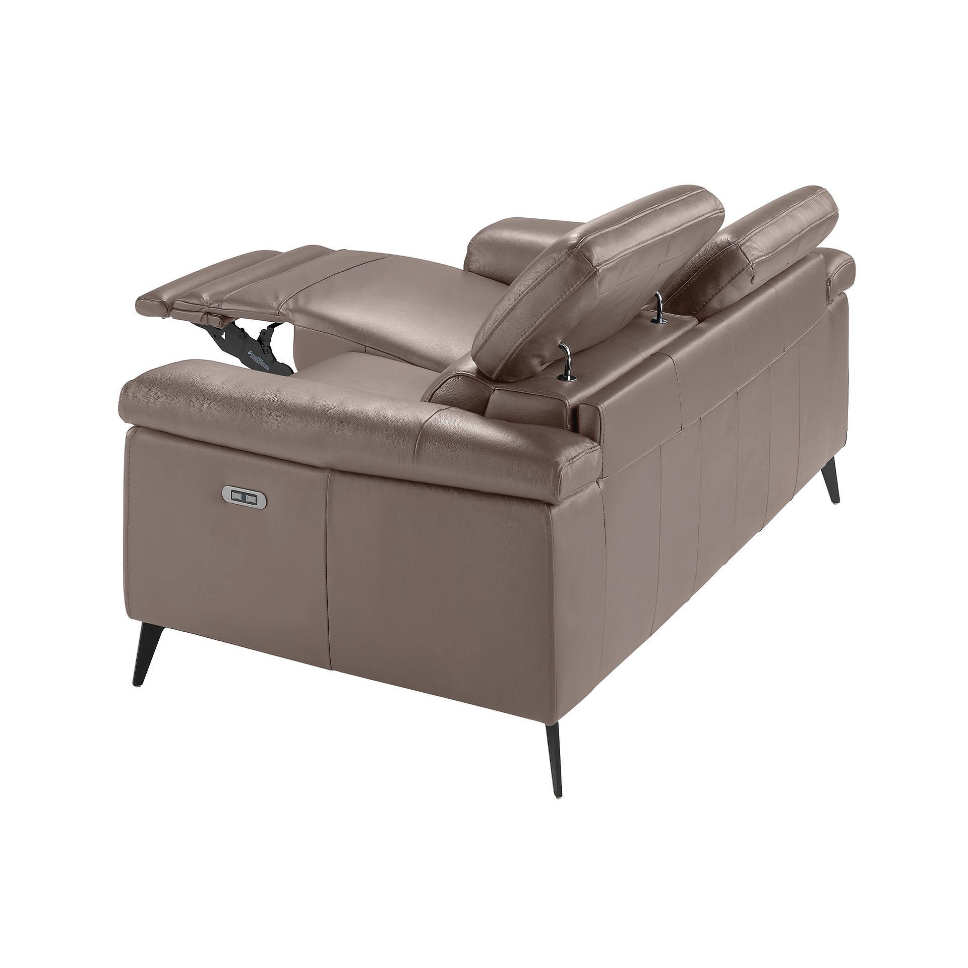 Sofa 3-seater 6105 with relax system leather taupe 6