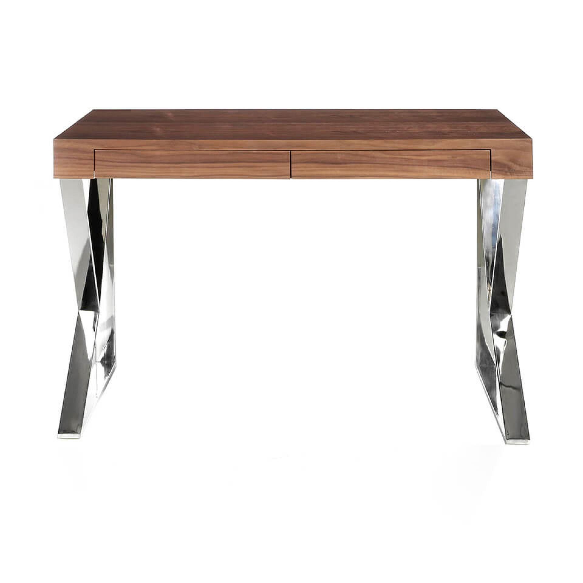 Desk Walnut veneer Chrome-plated steel 3