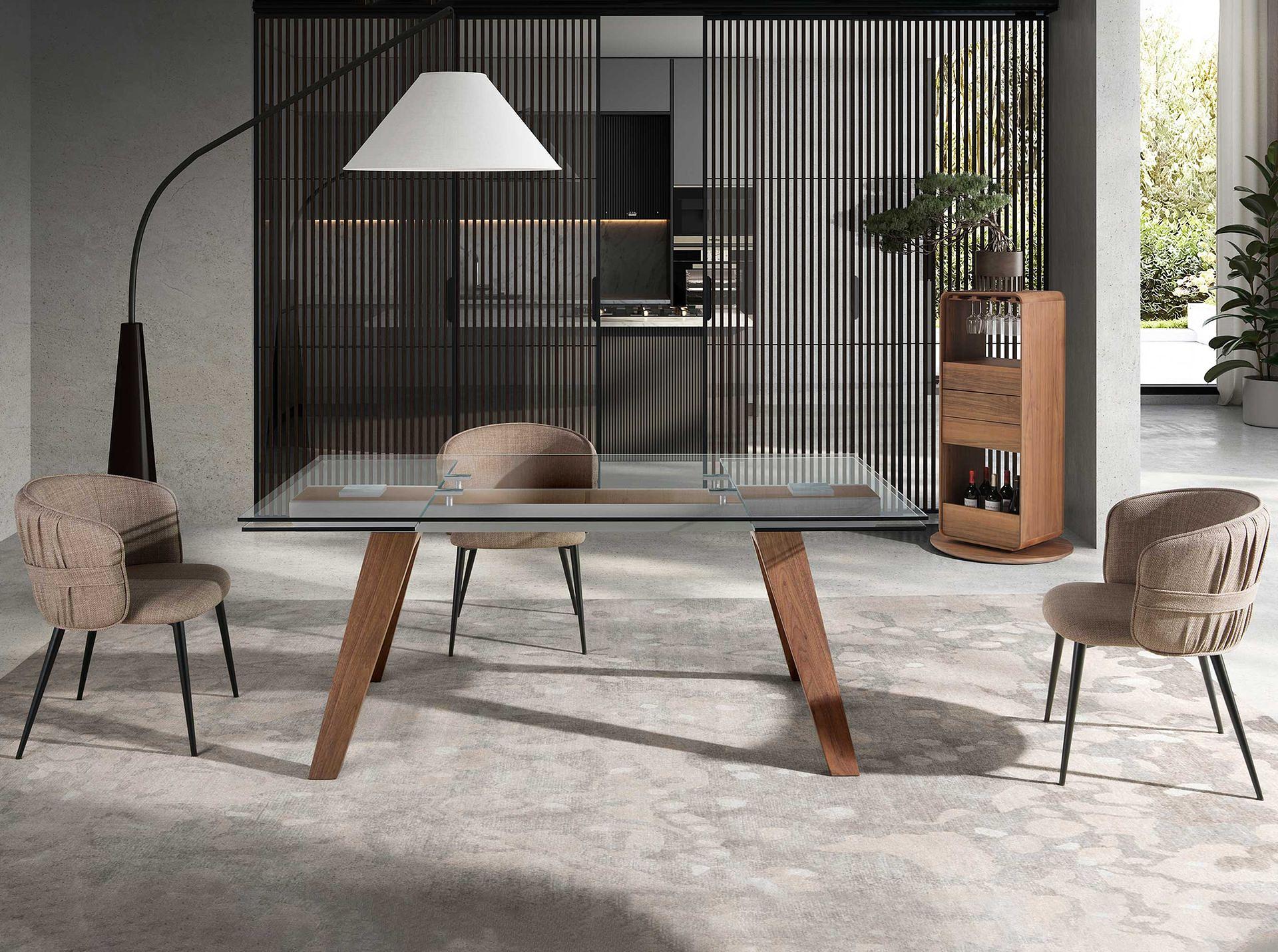 Sedia da pranzo tessuto beige 3