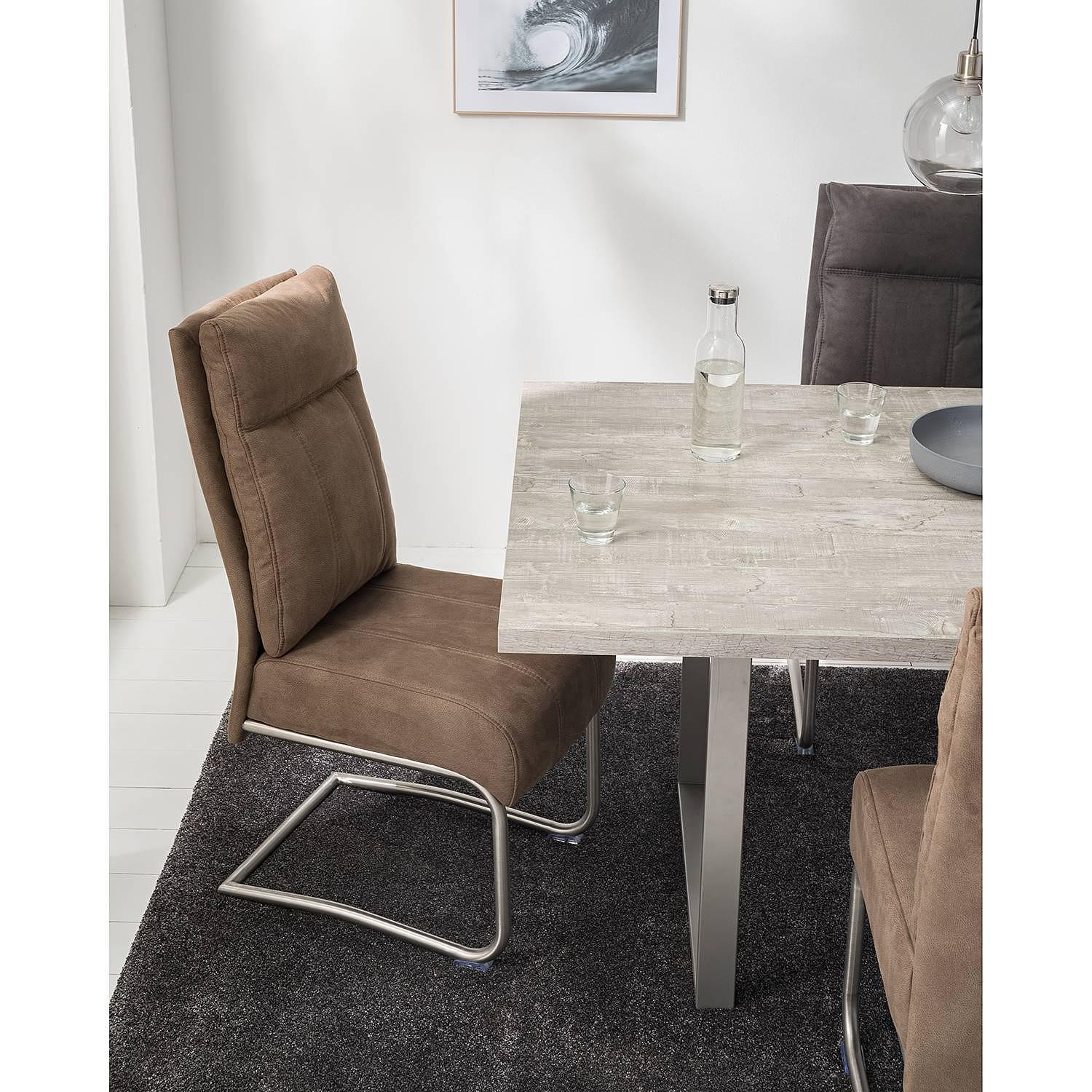 Freischwinger Crowan 2er Set Microfaser Edelstahl Sand 3