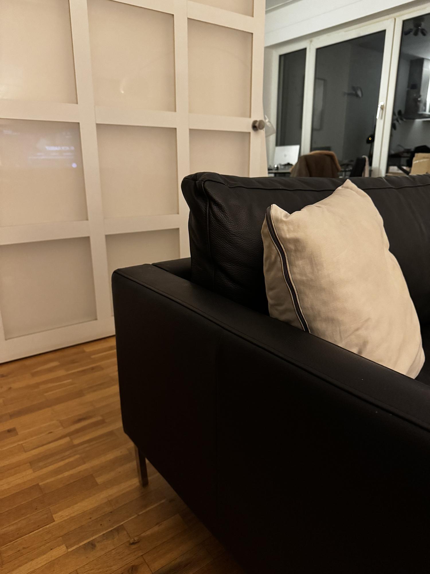 3-Sitzer Sofa Leder Schwarz 1