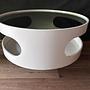 Vintage Space Age Runder Couchtisch Glas Weiß 80cm 3