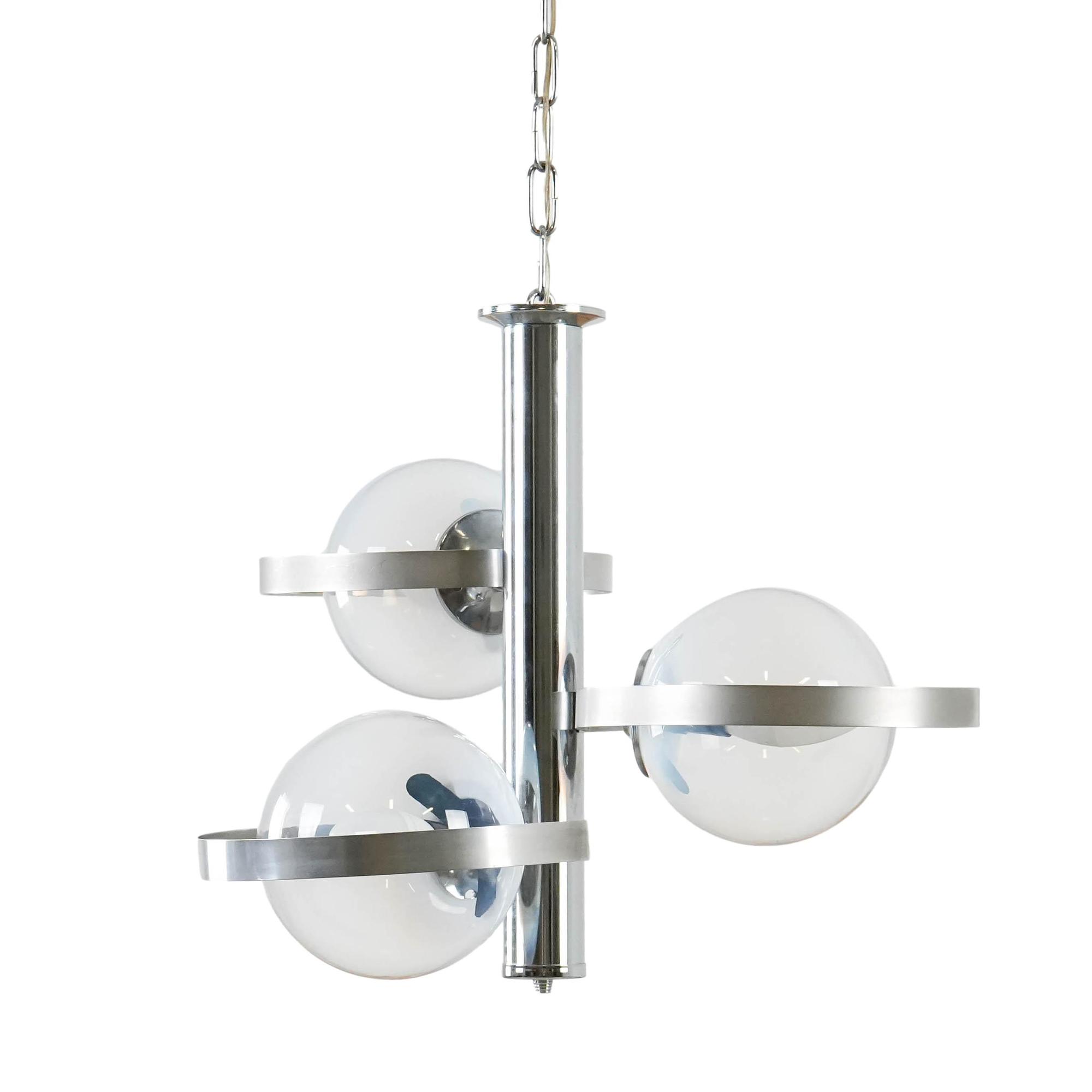 Space Age pendant lamp metal white 1970s 0