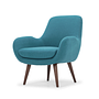 Moby Sessel mit Hocker Nussbaumholz Textil Aqua Blue 1