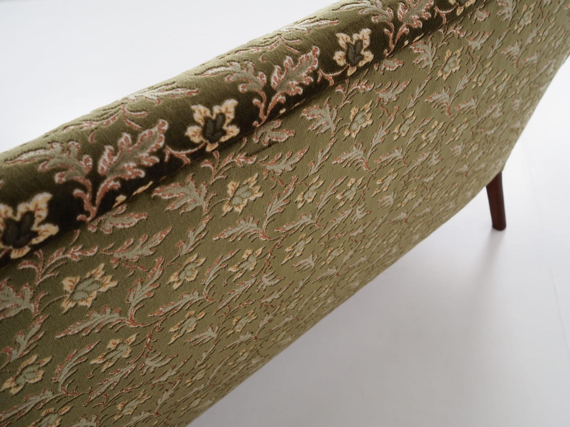 Vintage Sofa Beech wood Textile Green 1960s 12