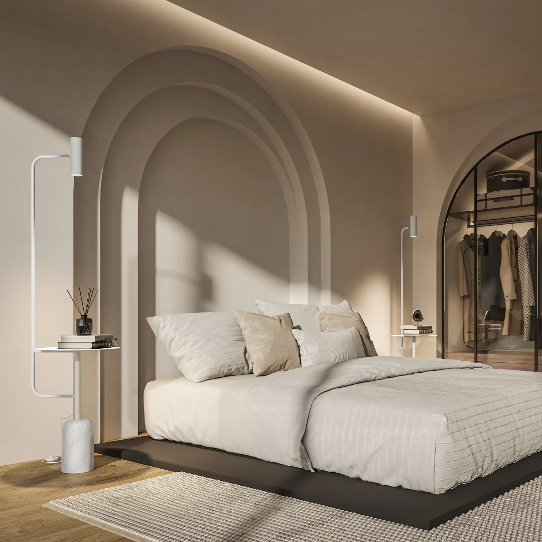 1-Flammige Stehleuchte Artemis Aluminium Stein Weiß 3