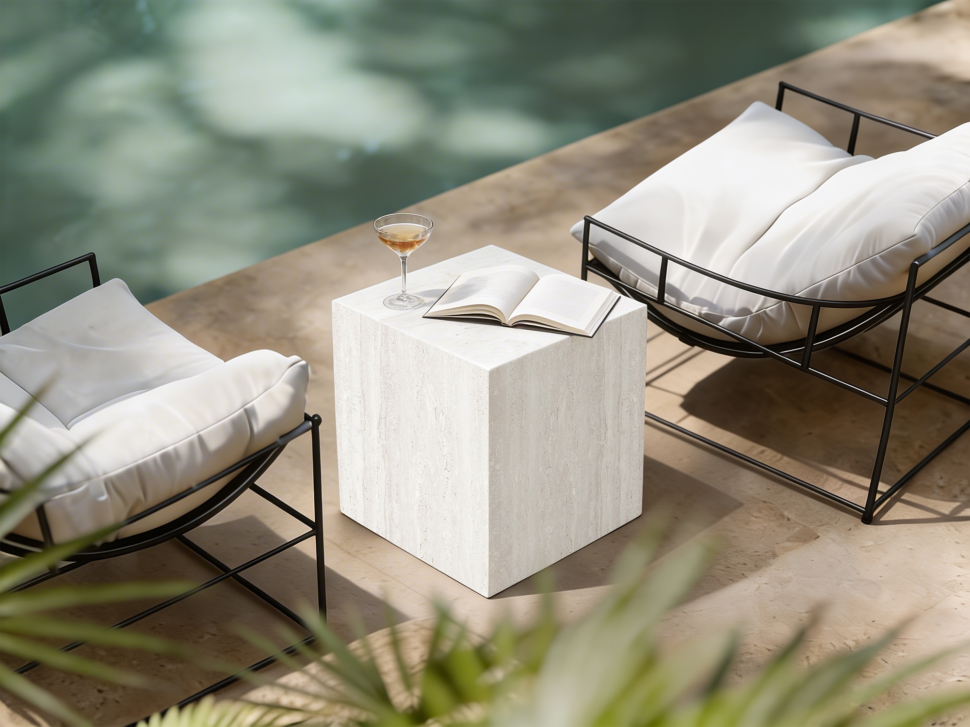 Cube Coffee Table Travertine Cream 0