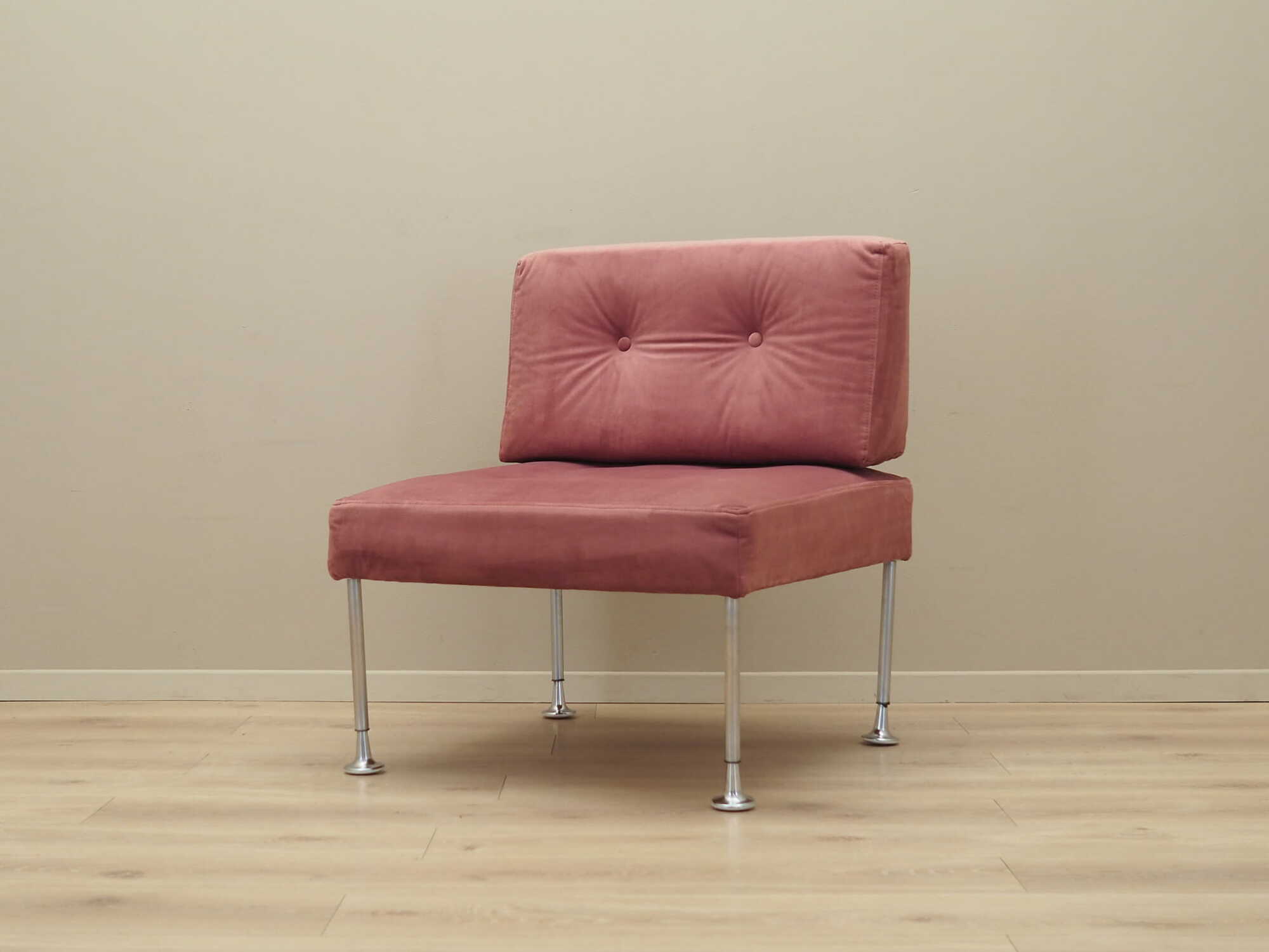 Vintage armchair velvet metal pink 1960s 1