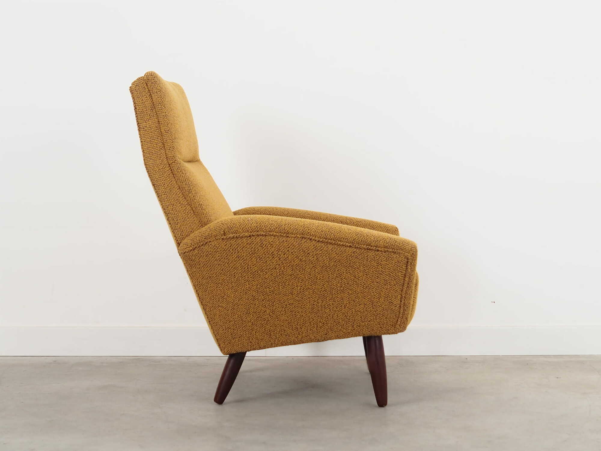 Vintage Stuhl Teakholz Textil Gelb 1970er Jahre  9