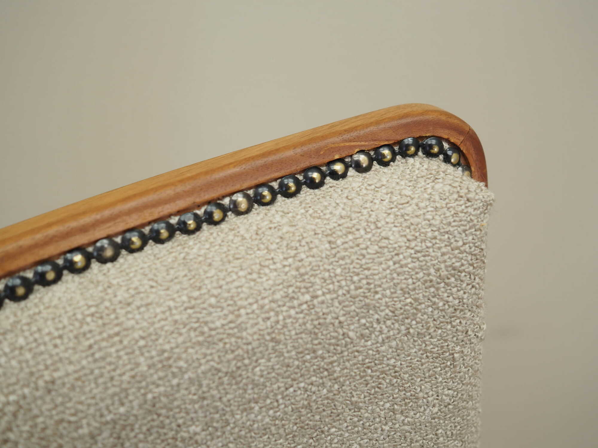Vintage Chair Walnut Wood Textile Gray 1970s 9