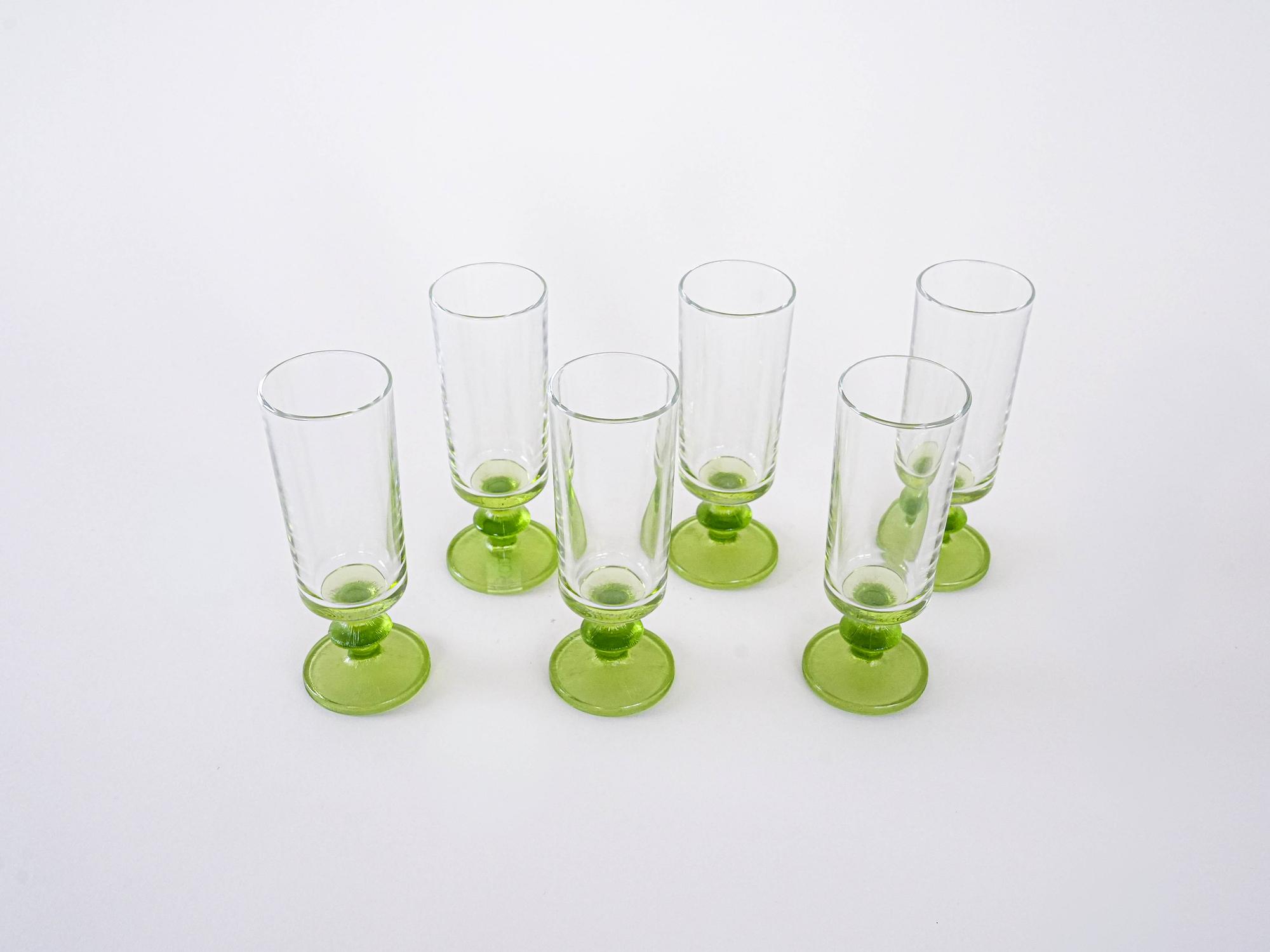 6er-Set Gläser Transparent Grün 1970er Jahre 4