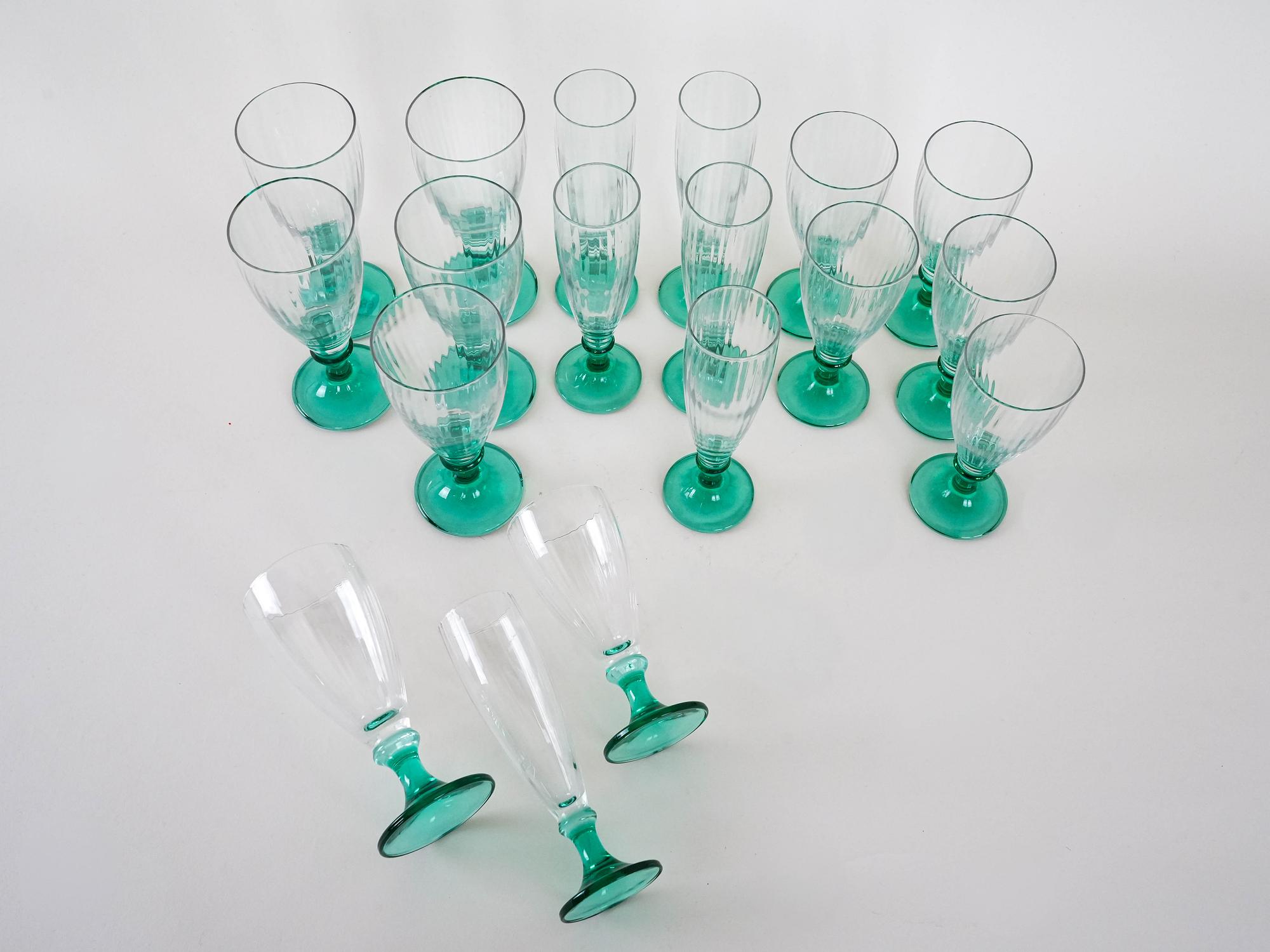 Wine and champagne glass set 1970s 5