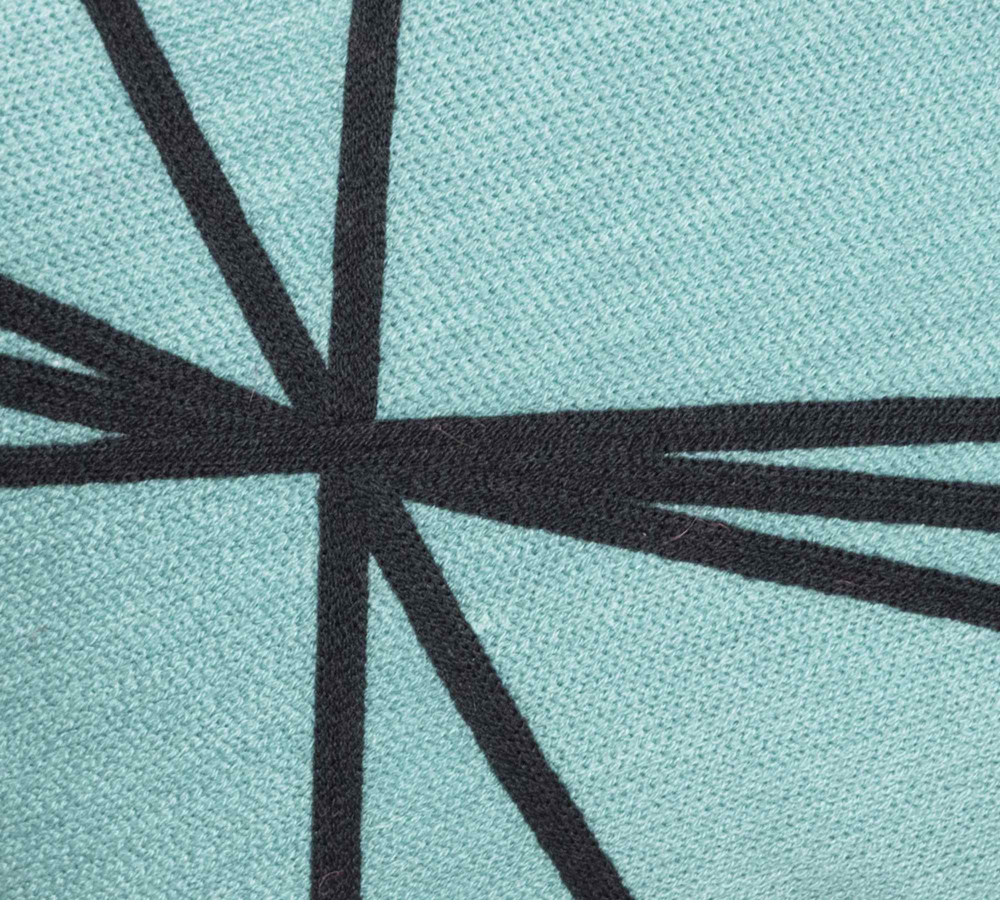 Embroidered cotton pillow with feather filling Turquoise Navy 1