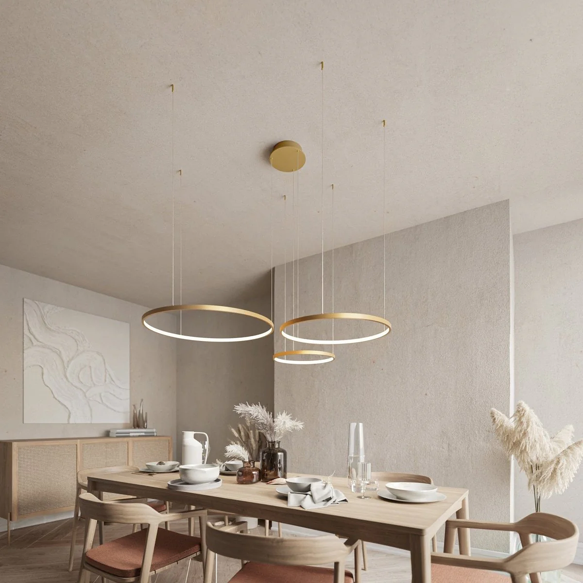 Ring-shaped LED pendant light CAECILIA Gold 4