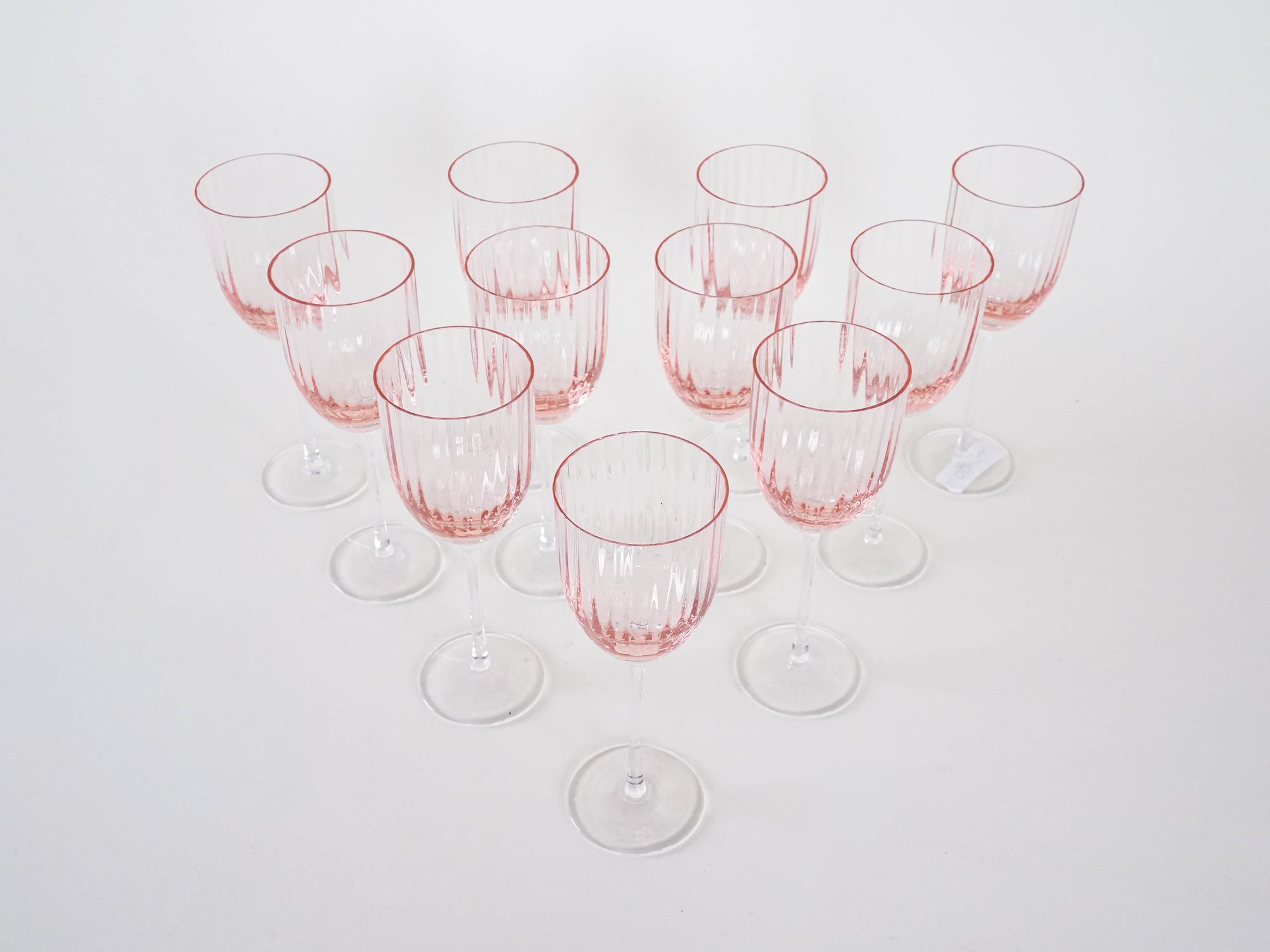 Wine glass set pink 1970s 5