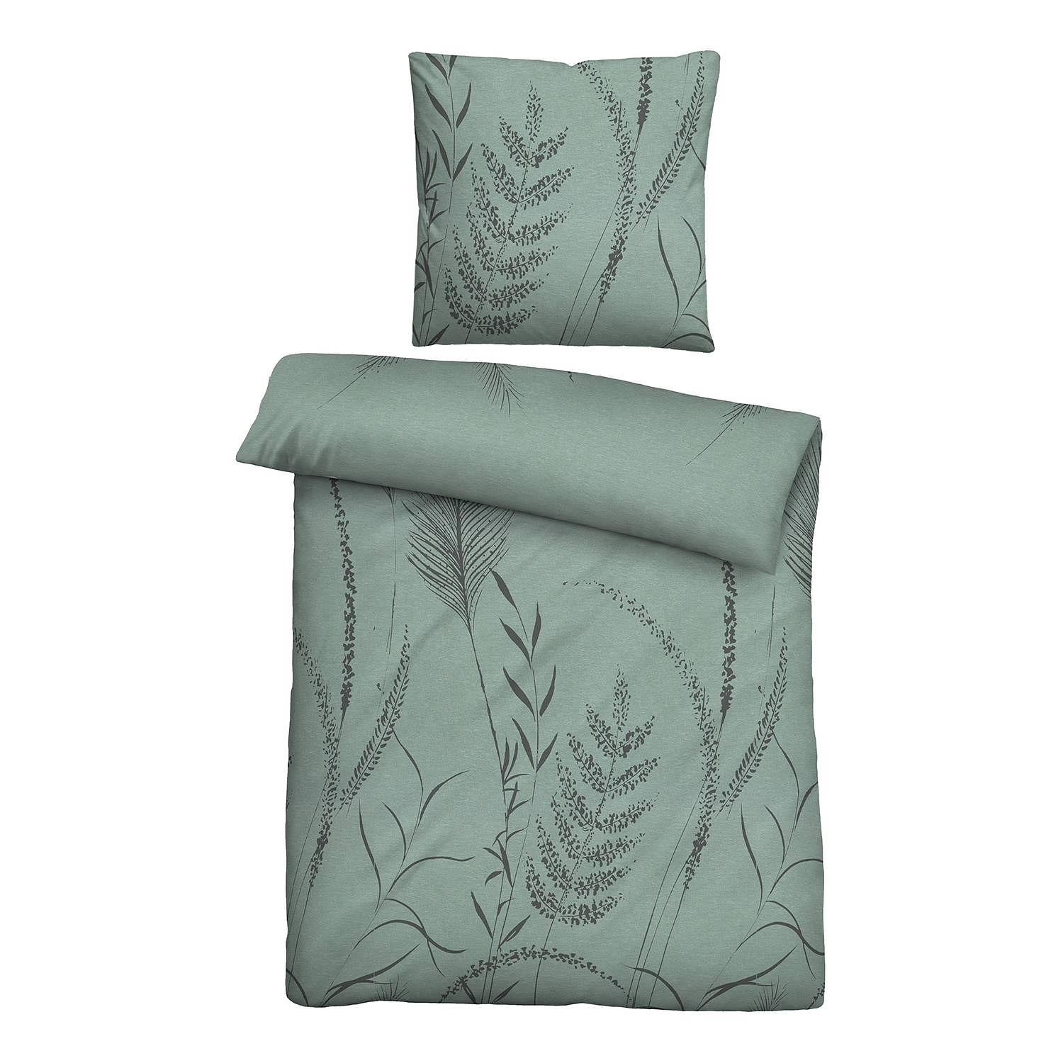 Linho Bettwäsche-Set Melange-Flanell Grün 135x200cm 1