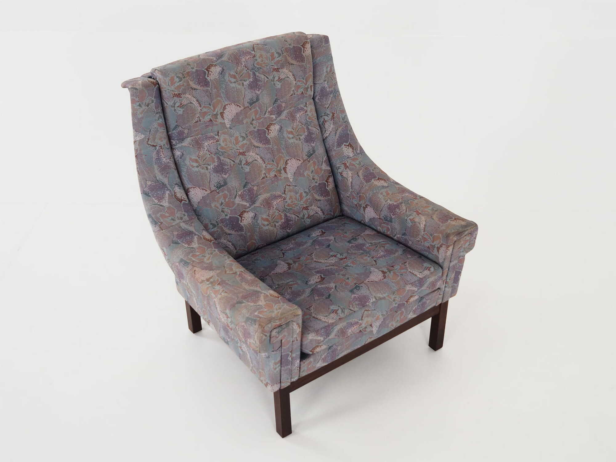 Vintage Sessel Buchenholz Textil Violett 1960er Jahre 6
