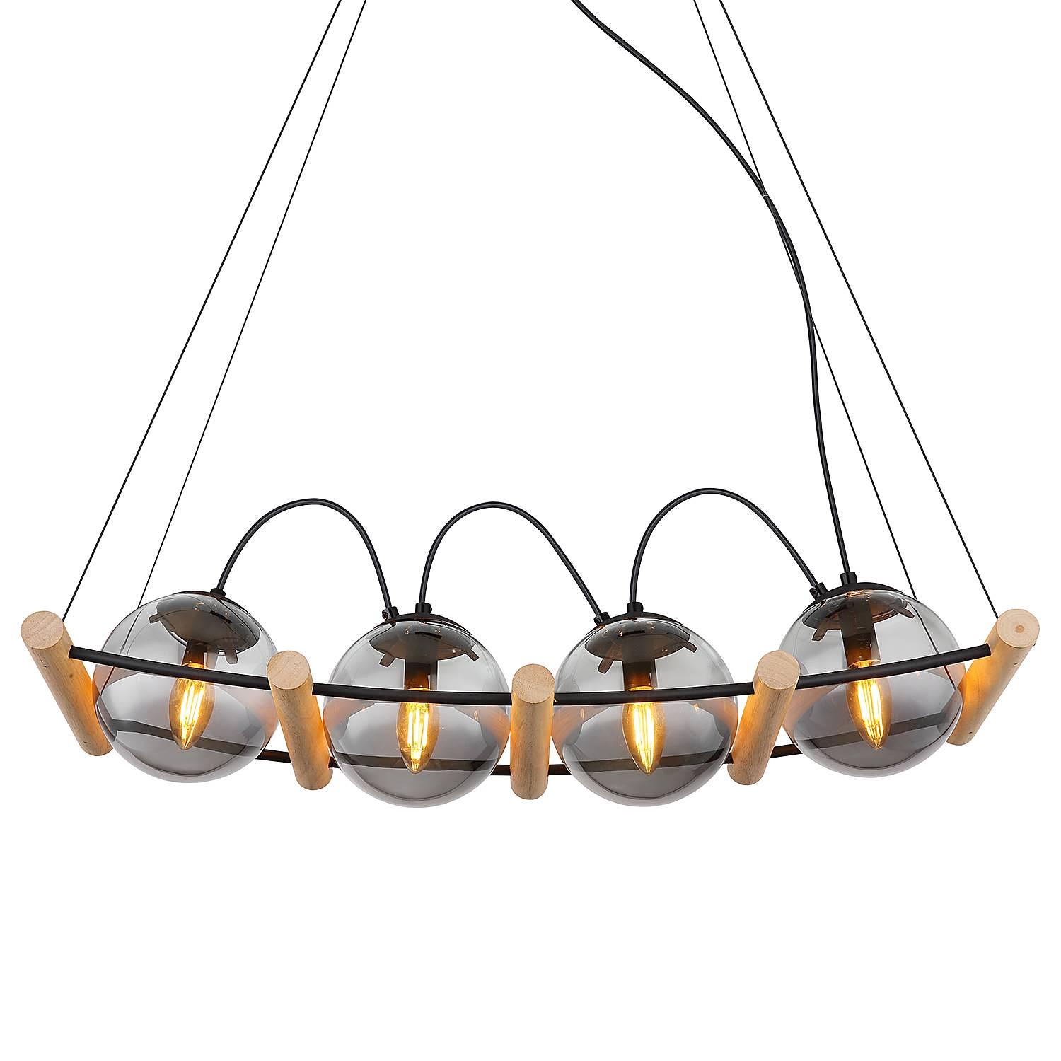 Leona Pendelleuchte Farbglas Eisen 4-flammig 1