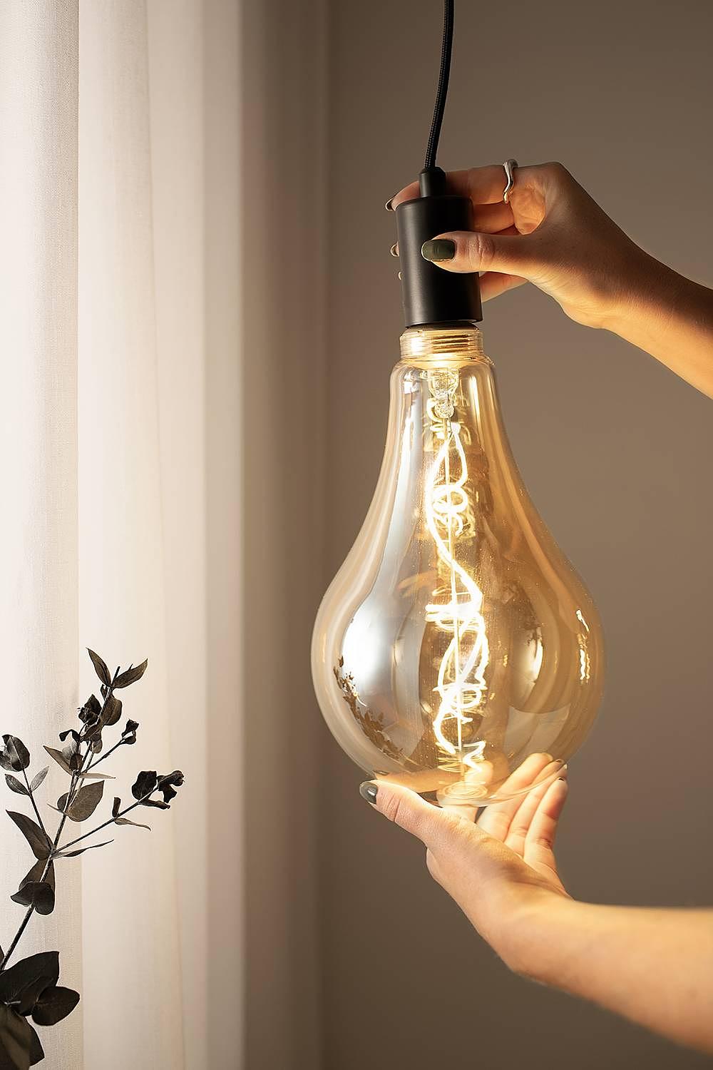 Leuchtmittel Pear Eisen / Glas Orange 3