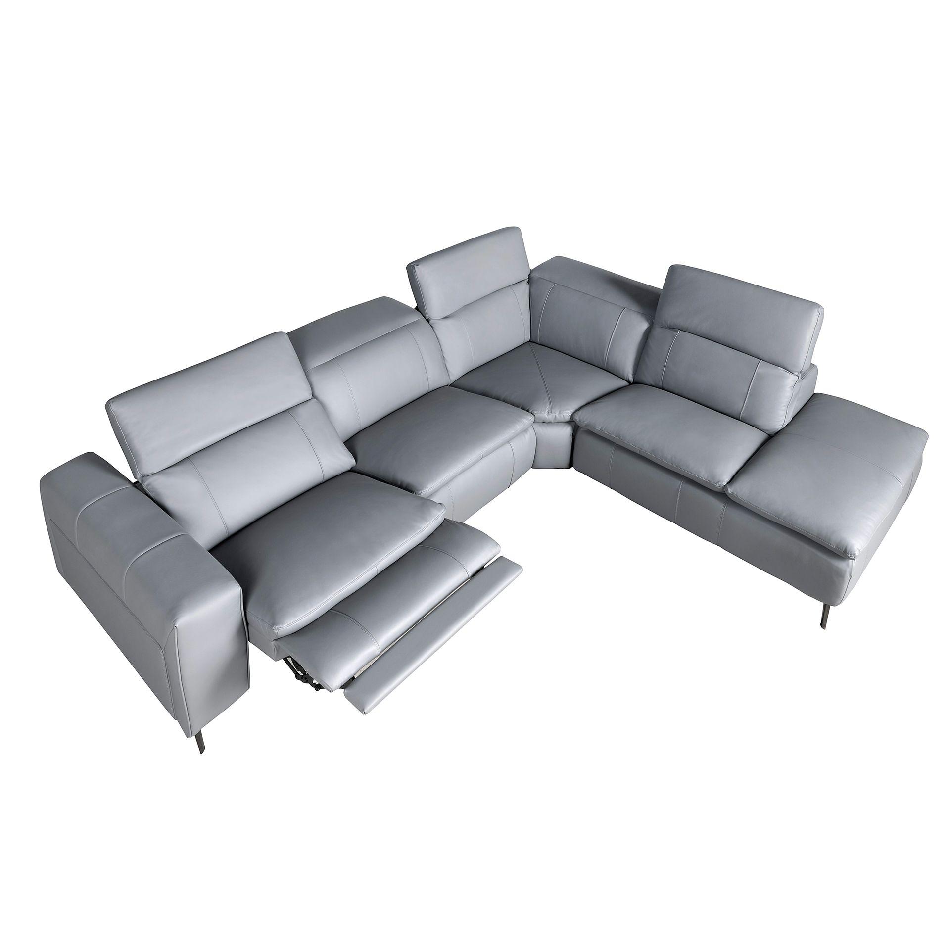 Sofa Récamiere Rechts Leder Grau 6