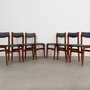 6x Chair Teak Velvet Brown 1960s 1