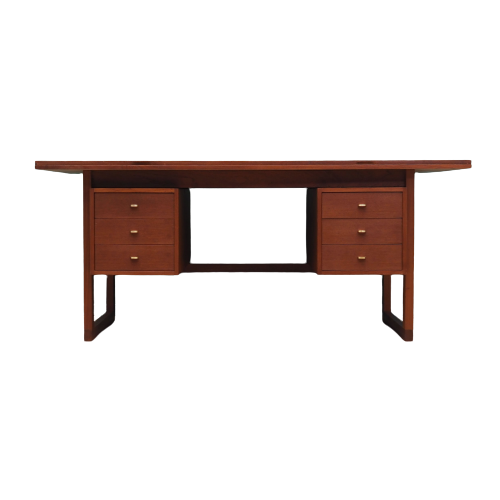 Vintage Schreibtisch Teakholz Braun 1970er Jahre 0