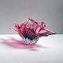 Vintage Böhmische Korbschale Glas Violett 3