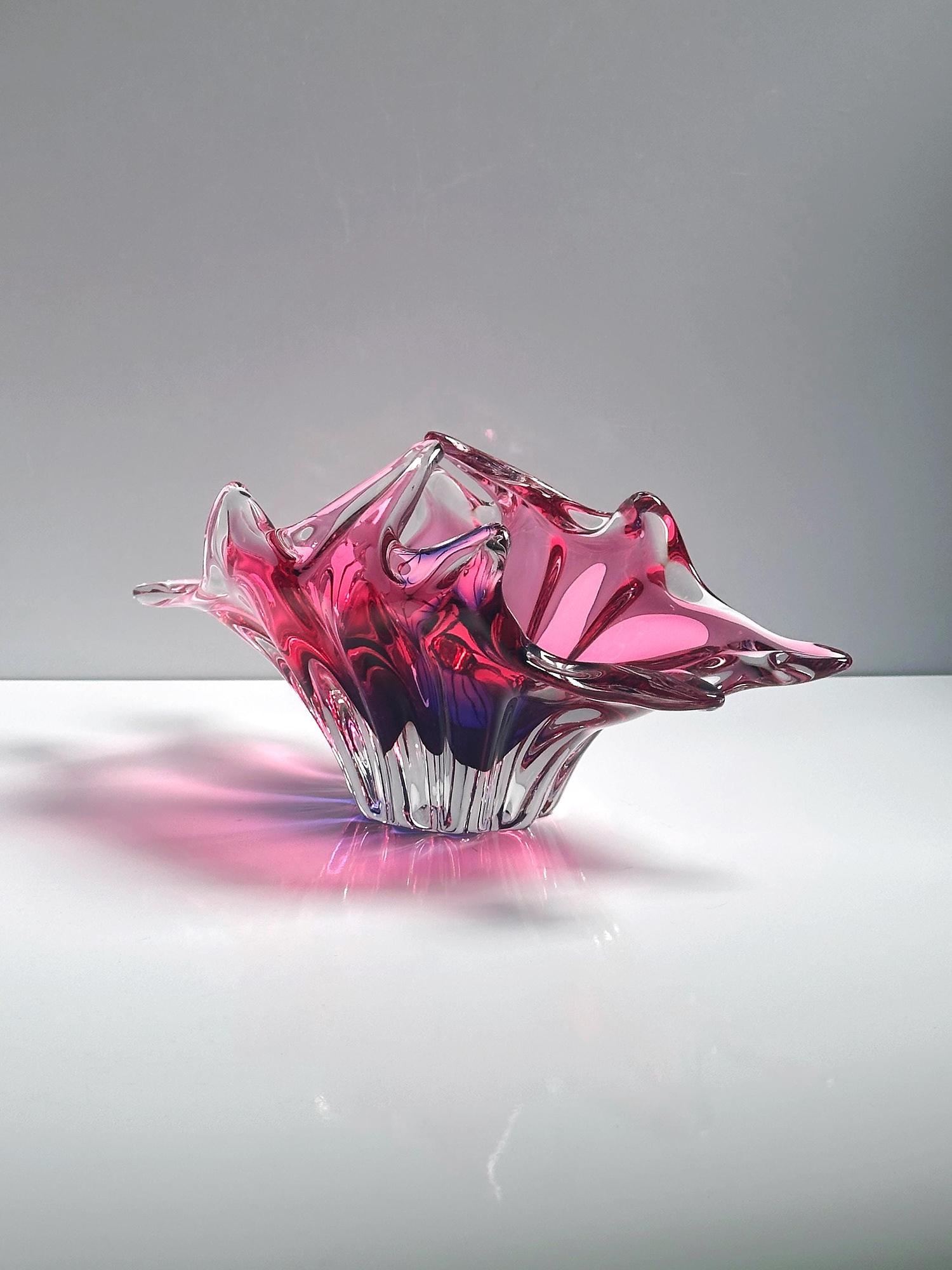 Vintage Böhmische Korbschale Glas Violett 3