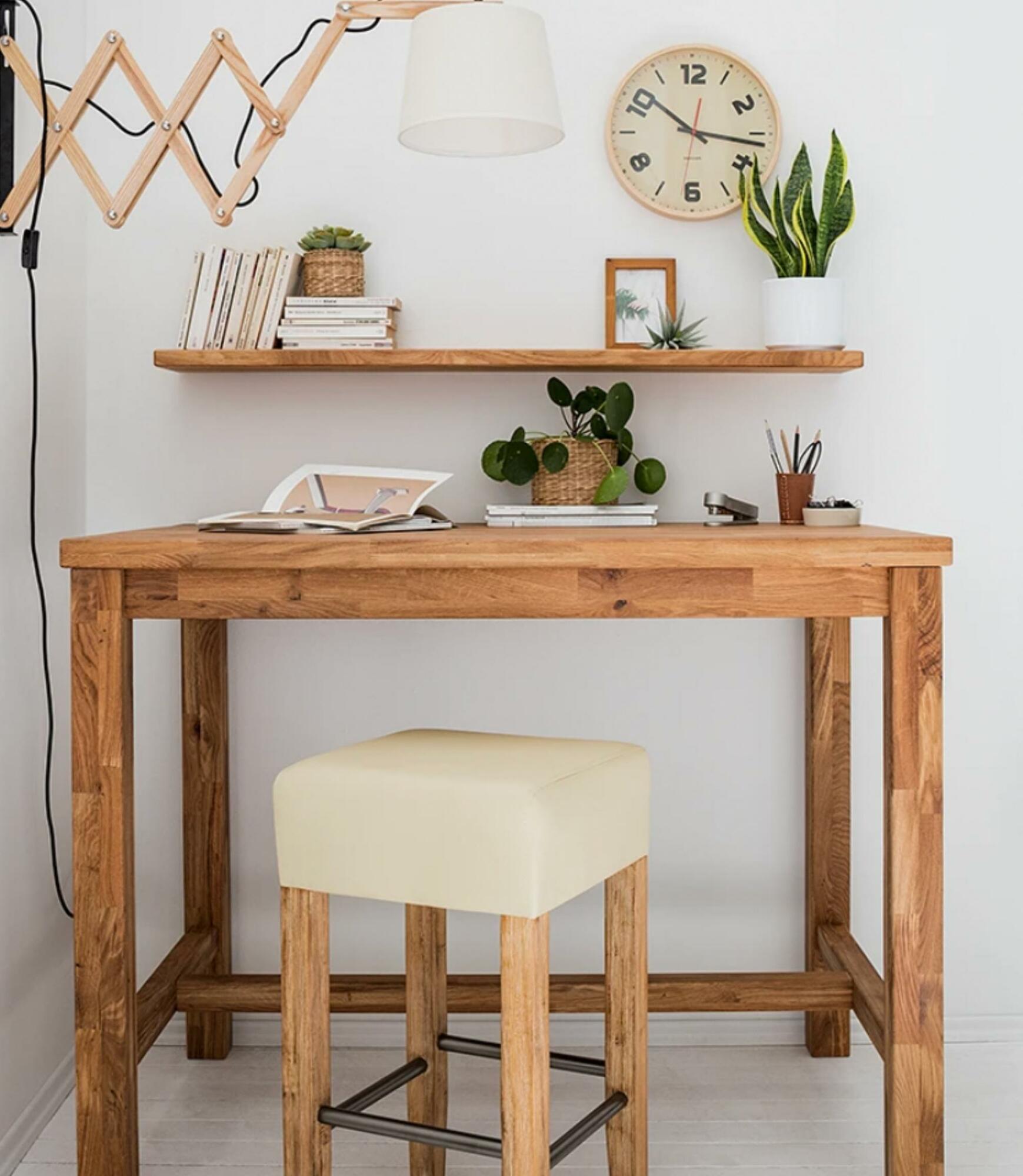 Barhocker Cremeweiß Akazie massiv 4