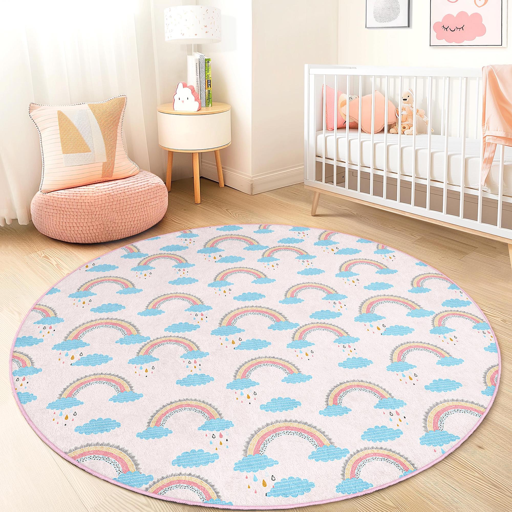 Rainbow Children's Rug Multicoloured Ø120cm 1