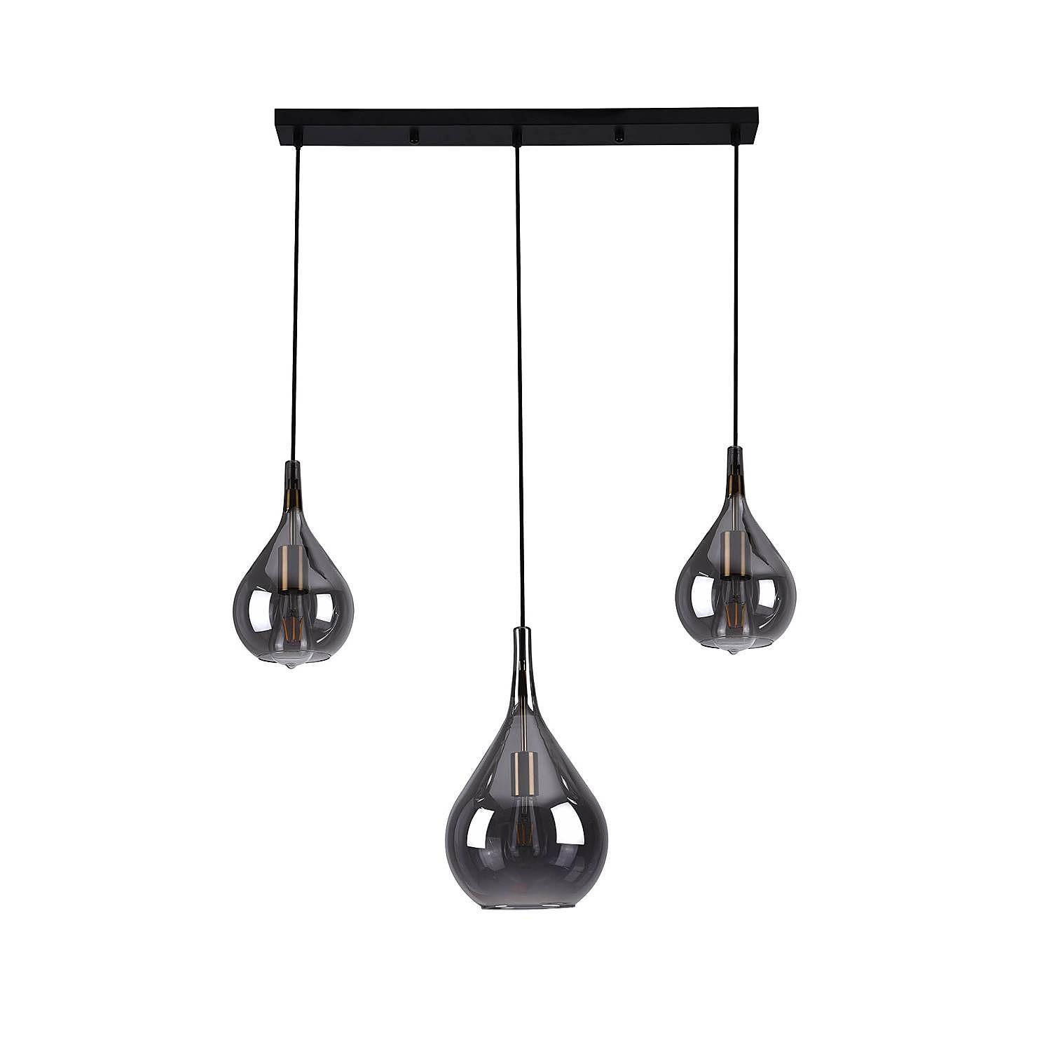 Pendant Light Gota Type B 3-Light Smoked Glass Iron 3