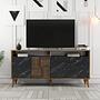 Milan Sideboard Walnussbraun Marmoroptik Schwarz 160cm 4