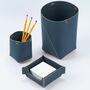 Stiftehalter 100% Recyceltes Leder Blau 4