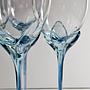 4x Vintage Weinglas Kristall Blau 1980er Jahre 5