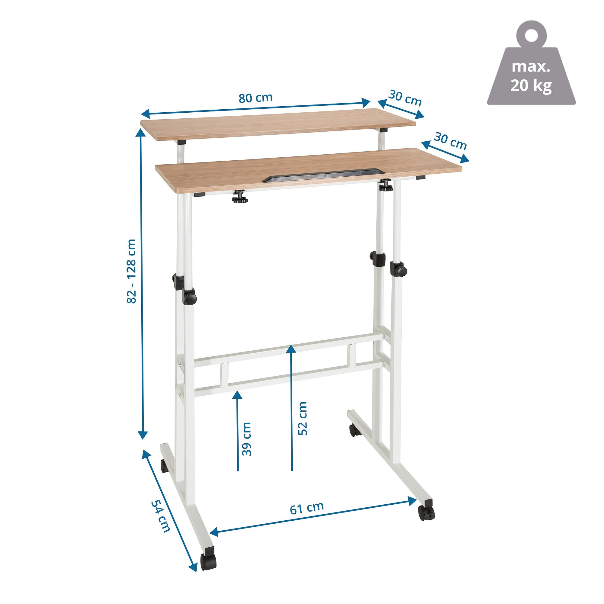 WORKSTATION I Scrivania con ruote legno bianco 4