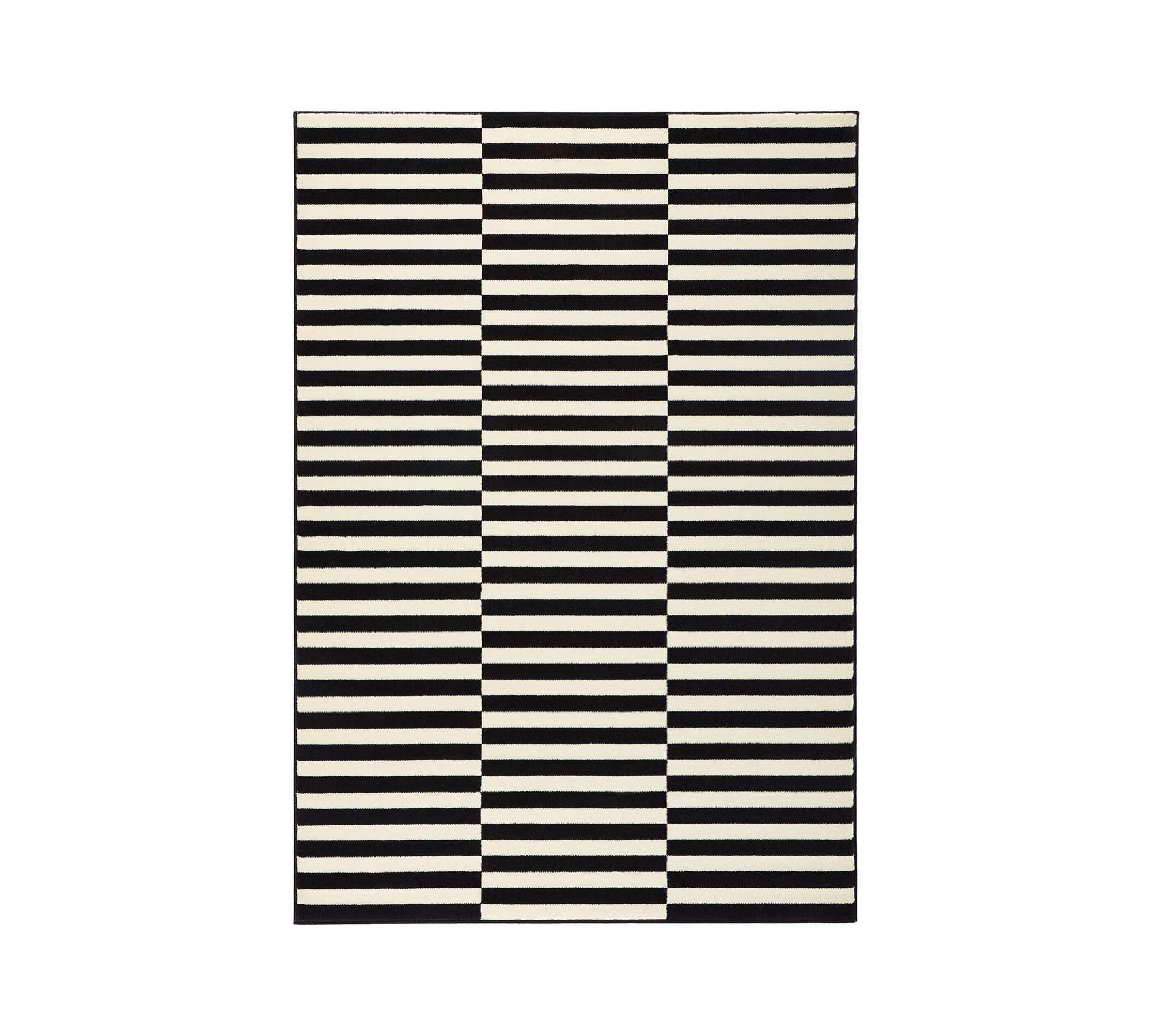 Teppich Textil Schwarz Gestreift 1