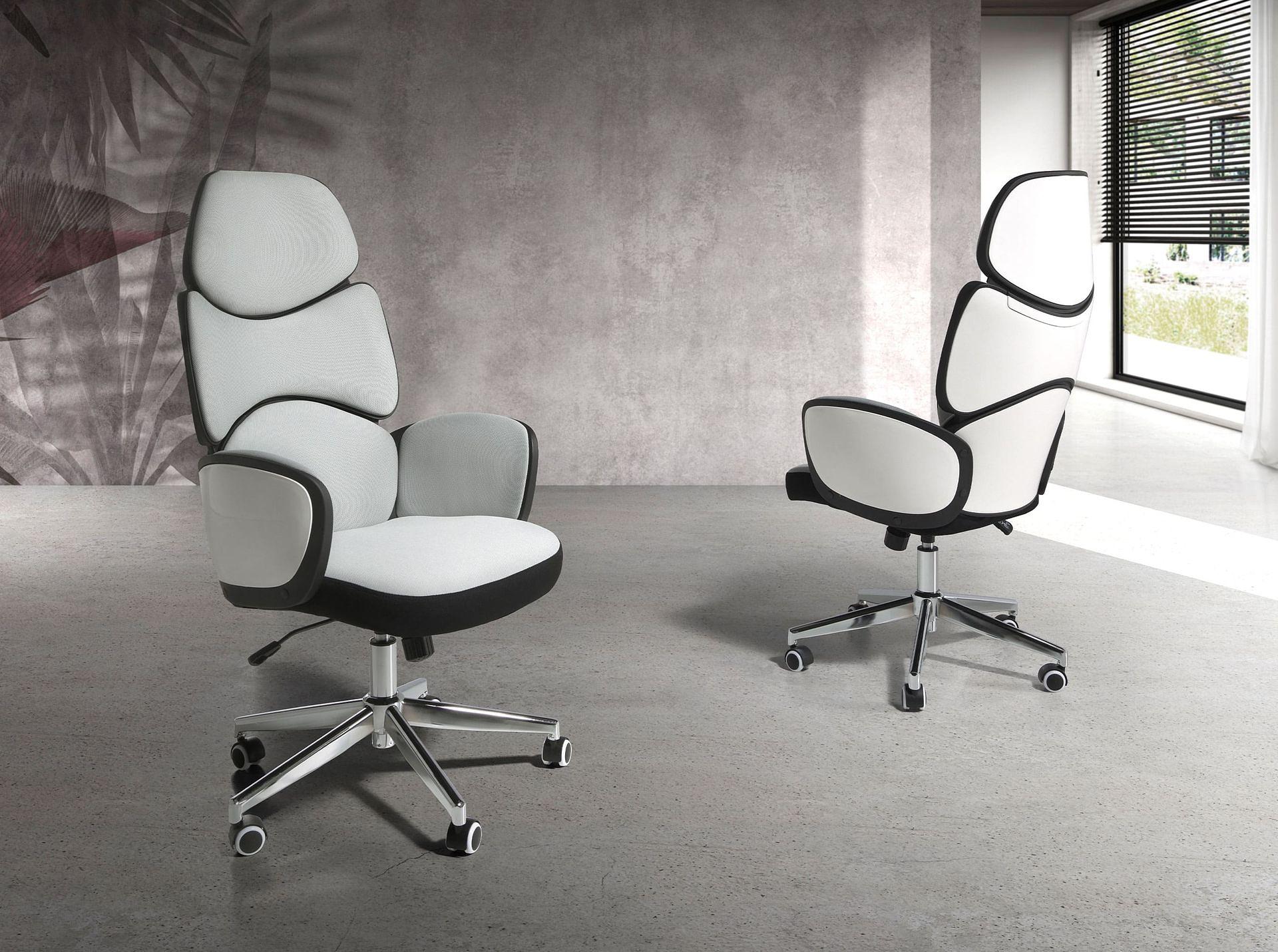 4142 Swivel Office Chair Light Grey White Glossy 1