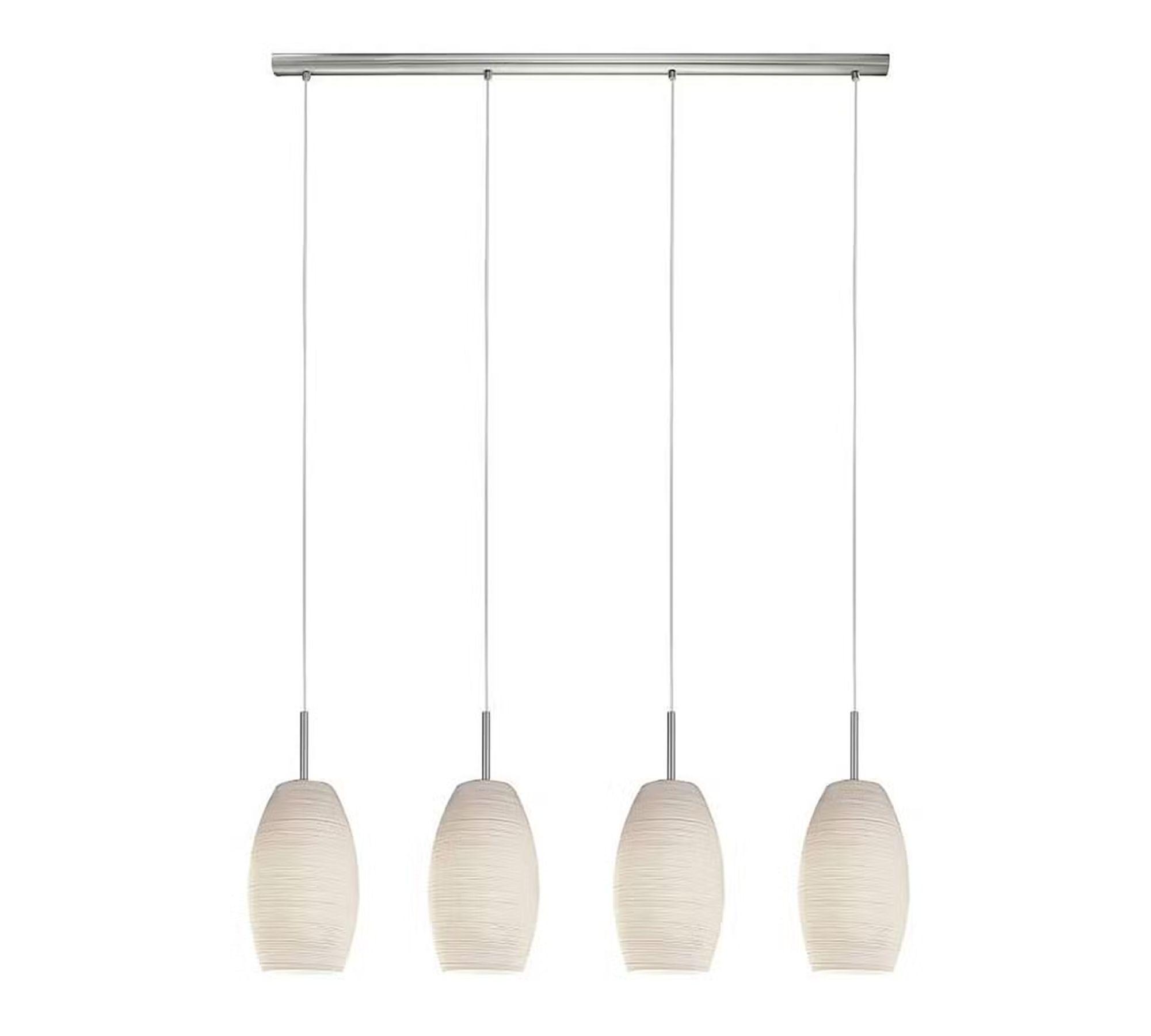 Pendant lamp 4-light Steel Glass White 2