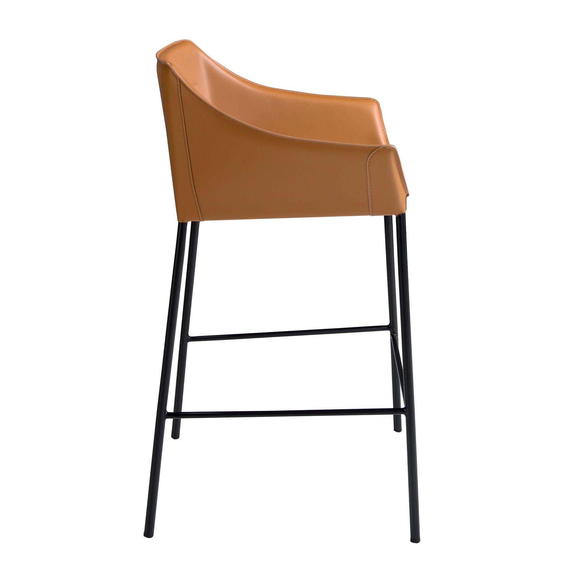 Sgabello da bar in ecopelle marrone 5