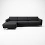 Tyme Corner Sofa Chaise Lounge Left Structured Fabric Night Black 1