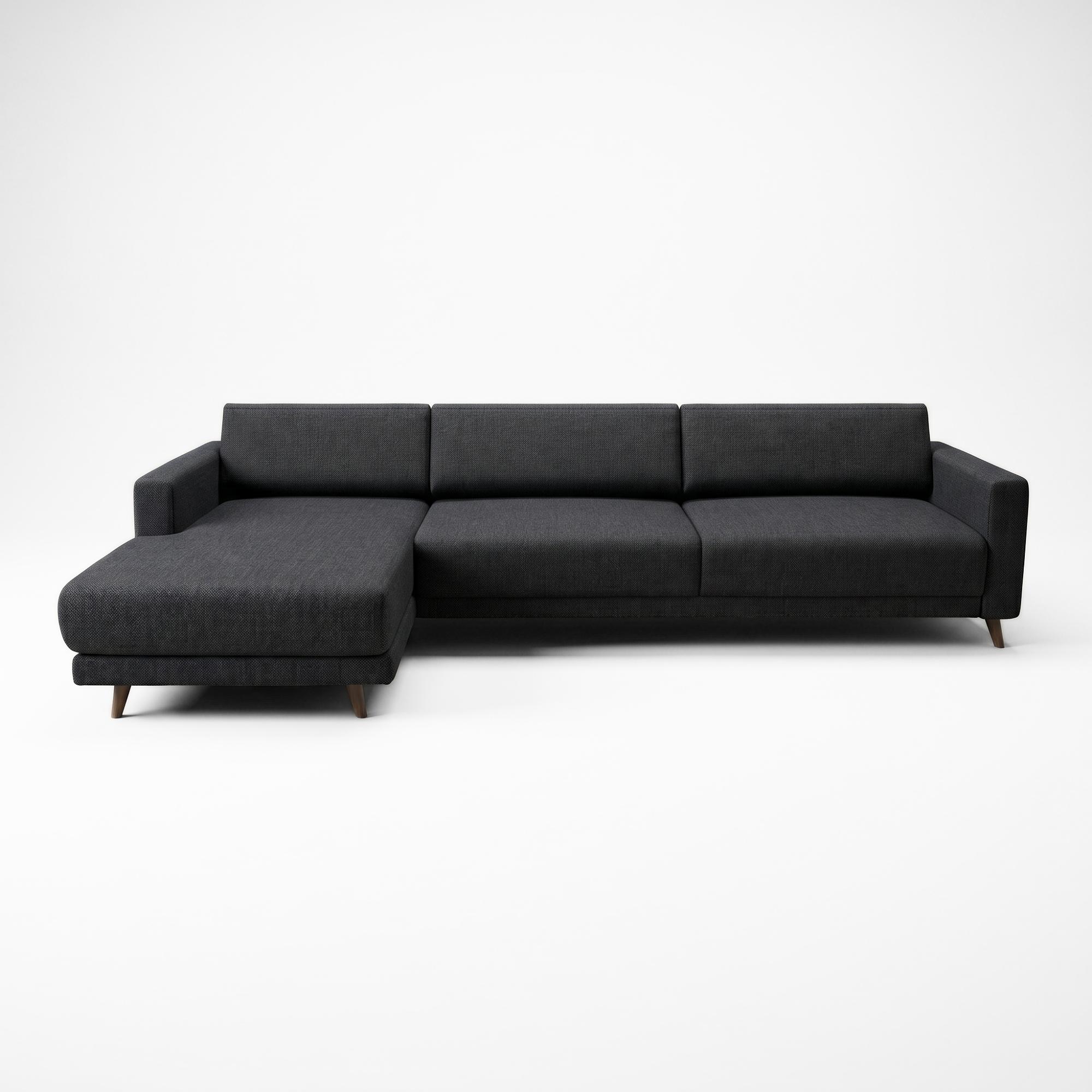 Tyme Corner Sofa Chaise Lounge Left Structured Fabric Night Black 1