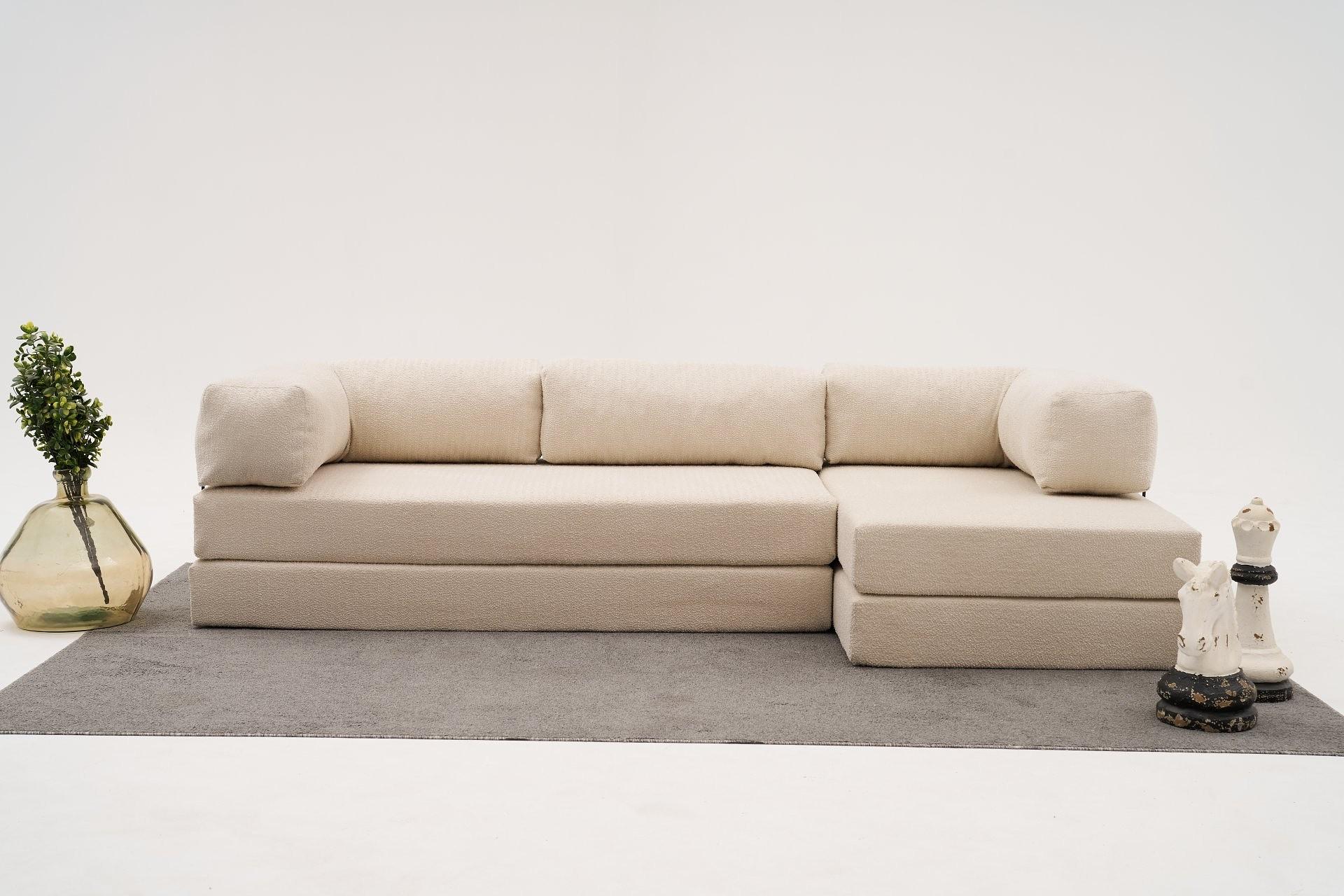 Comfort Schlafsofa Récamiere Rechts Creme 0