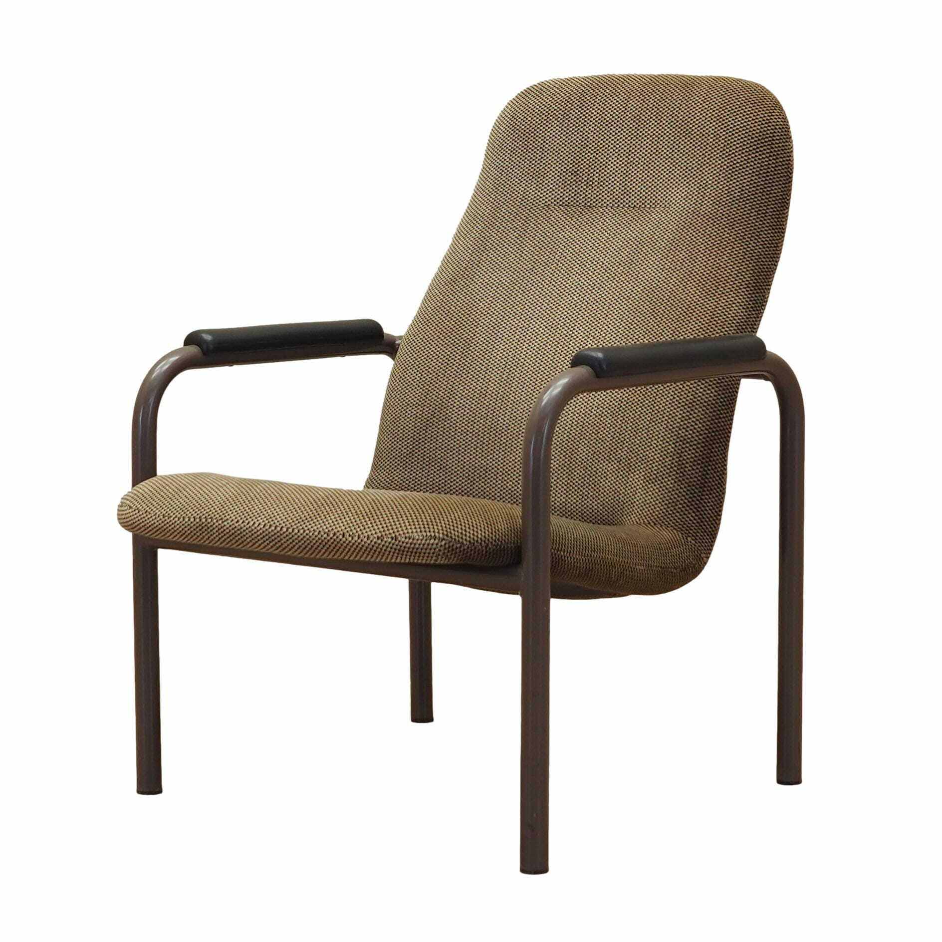 Vintage Sessel Textil Metall Braun 1960er Jahre 0