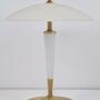 Vintage Tischlampe Milchglas Messing Weiß 1