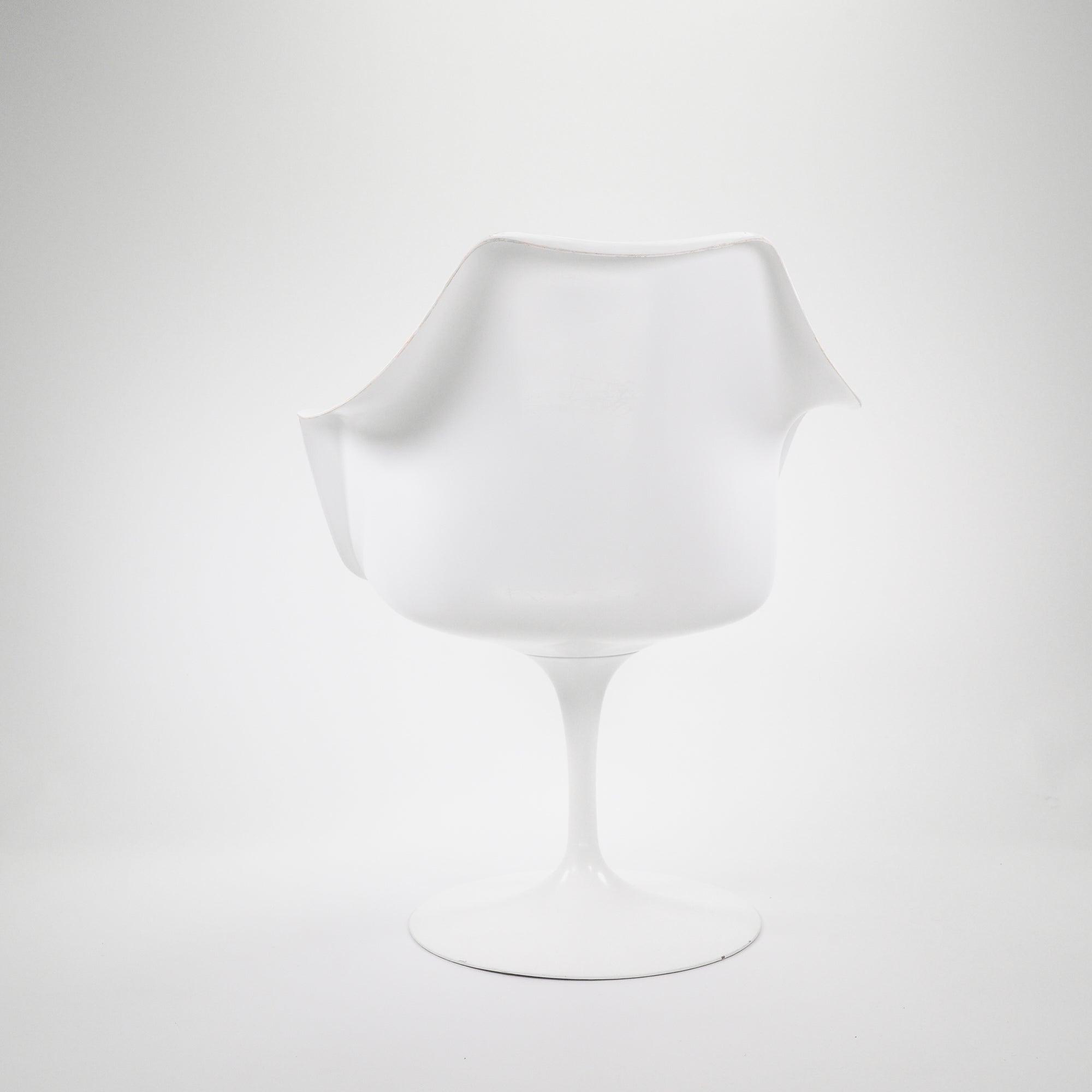 Saarinen Tulip Armchair White Brown Leather 3
