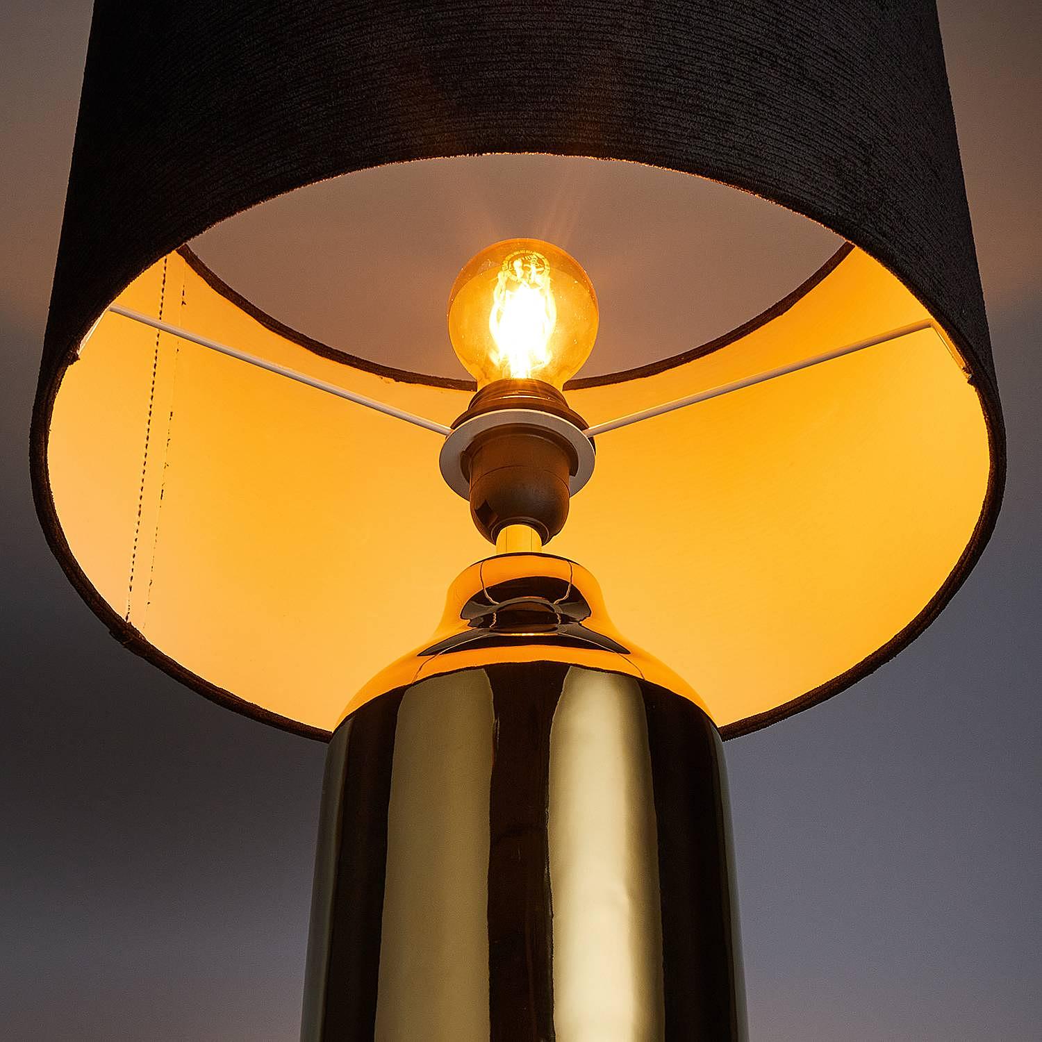 Table lamp FRONT ROW Ceramic Textile Black Gold 4