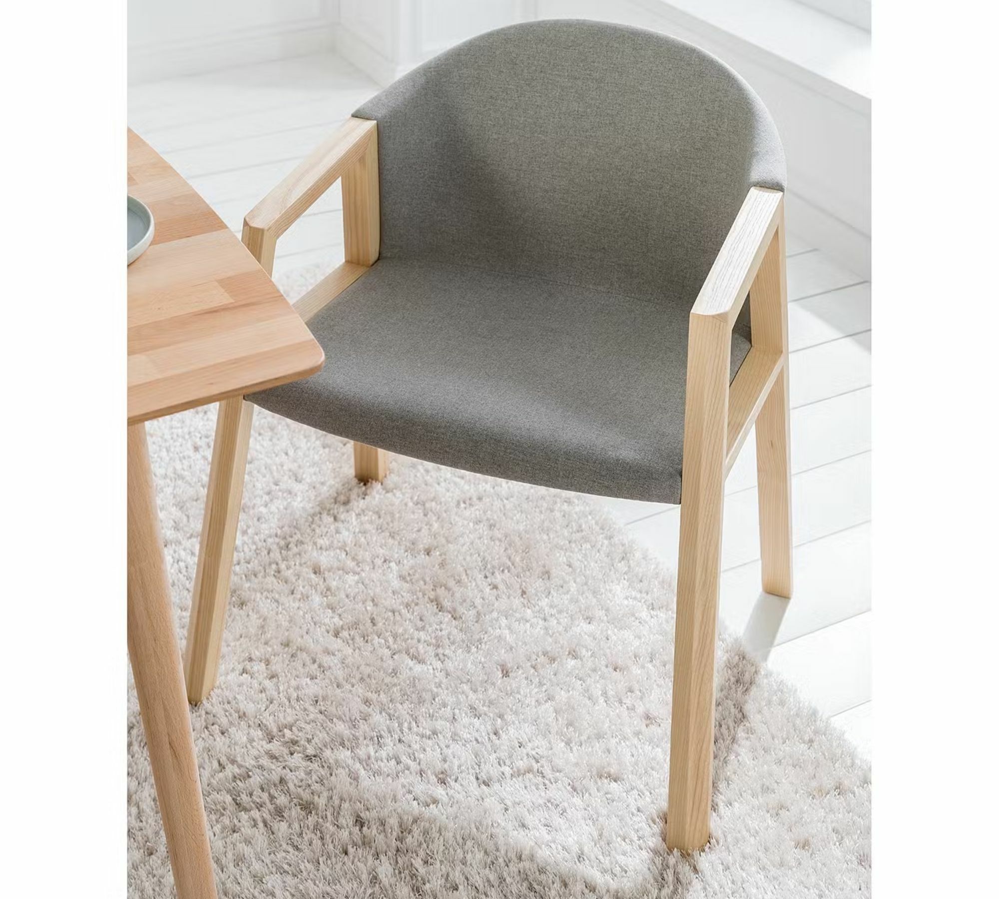 Armchair Woven Fabric Solid Ash Light Grey 0