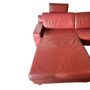 Ecksofa Leder Holz Dunkelrot 2